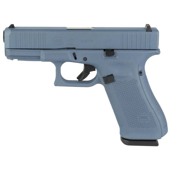 Glock 45 9mm Pistol, 4.02" Barrel, Fixed Sights, Blue Titanium